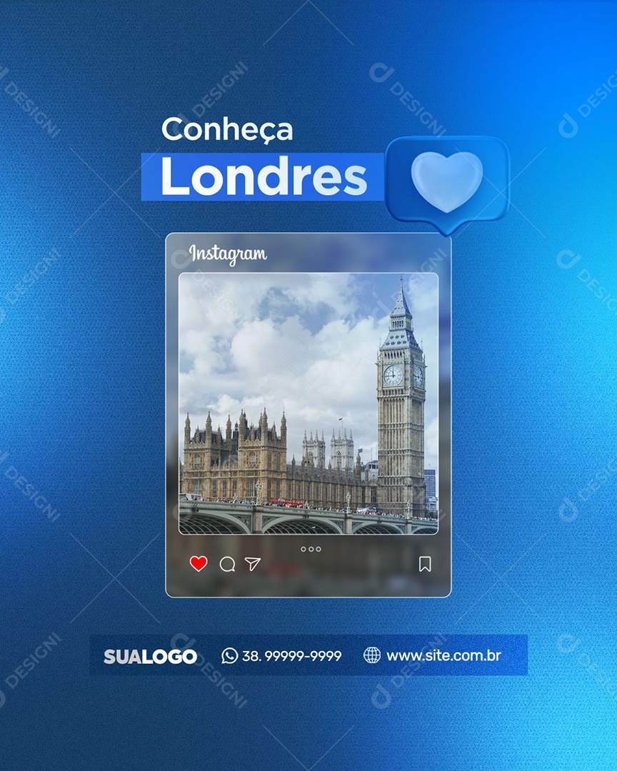 Agência de Viagens e Turismo Conheça Londres Social Media PSD Editável