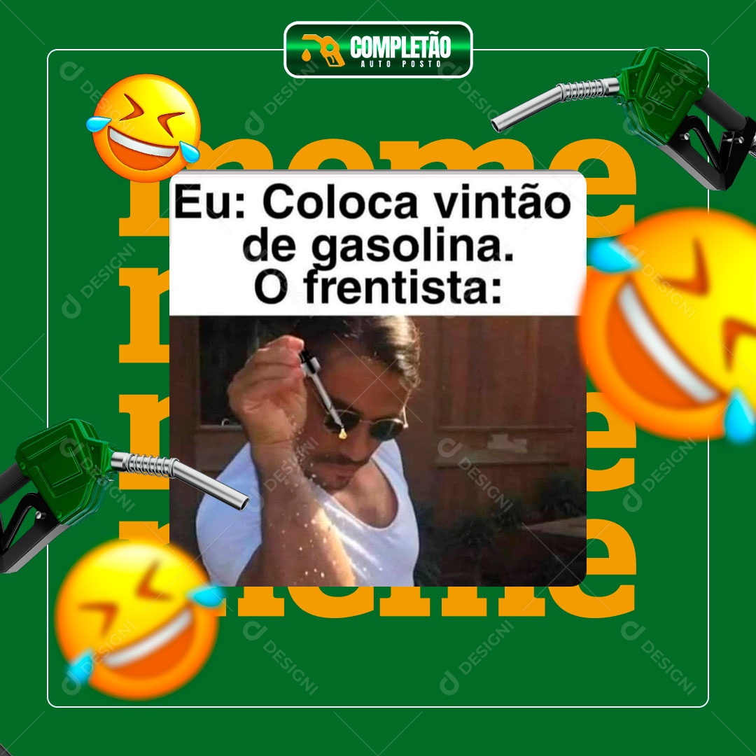 Posto de Combustível Gasolina Meme Social Media PSD Editável