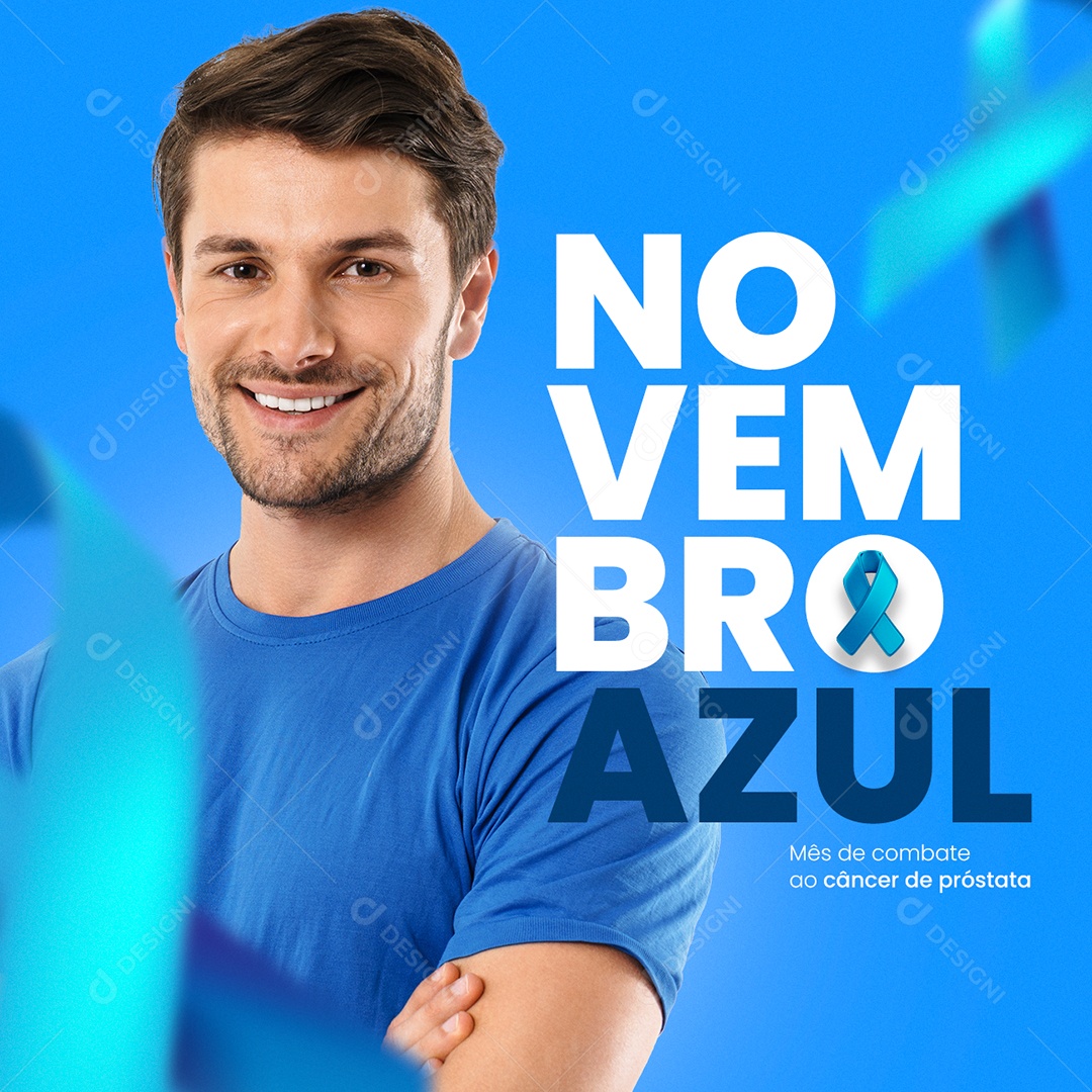 Mês de Combate ao Câncer de Próstata Novembro Azul Social Media PSD Editável