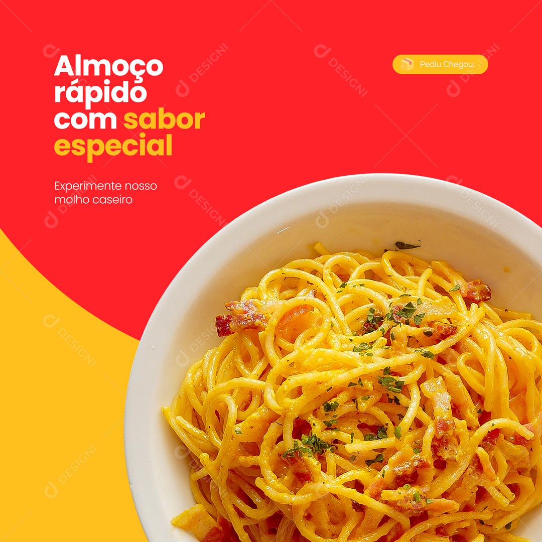 Almoço Rápido com Sabor Especial Massas Macarrão Social Media PSD Editável