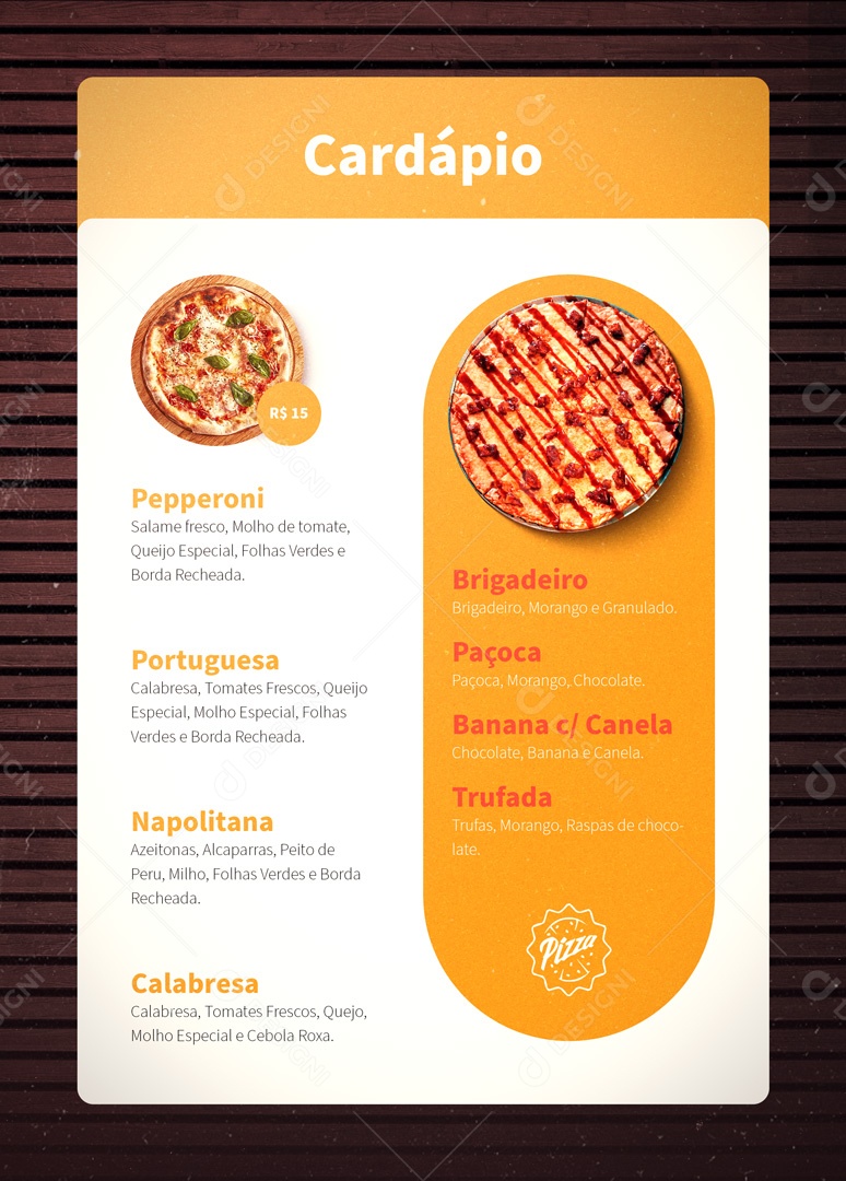 Modelo de Cardápio de Pizzaria PSD Editável