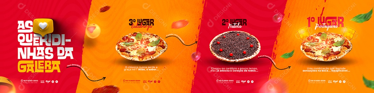 As Queridinhas da Galera Carrossel Campanha Publicitária Pizzaria Social Media PSD Editável