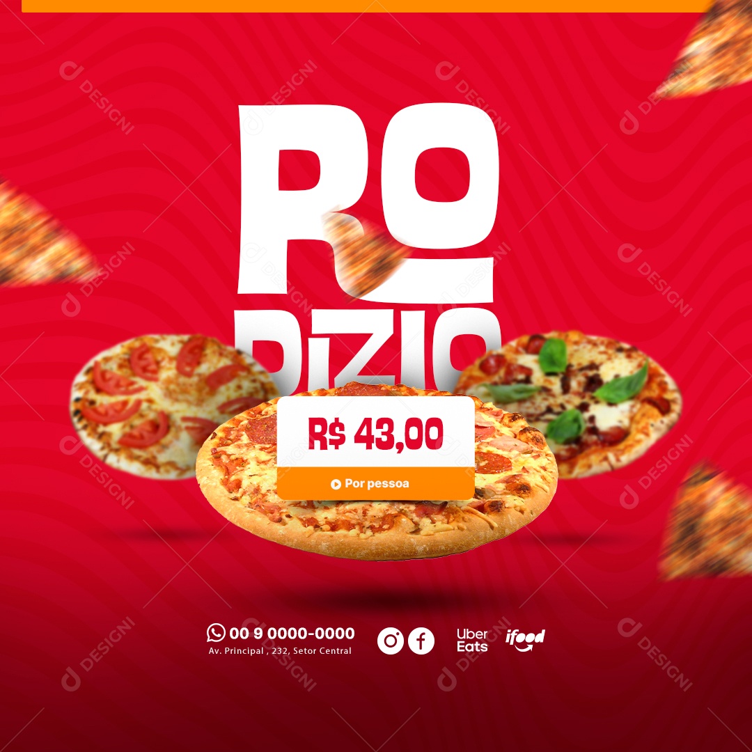 Rodizio de Pizza Campanha Publicitária Social Media PSD Editável