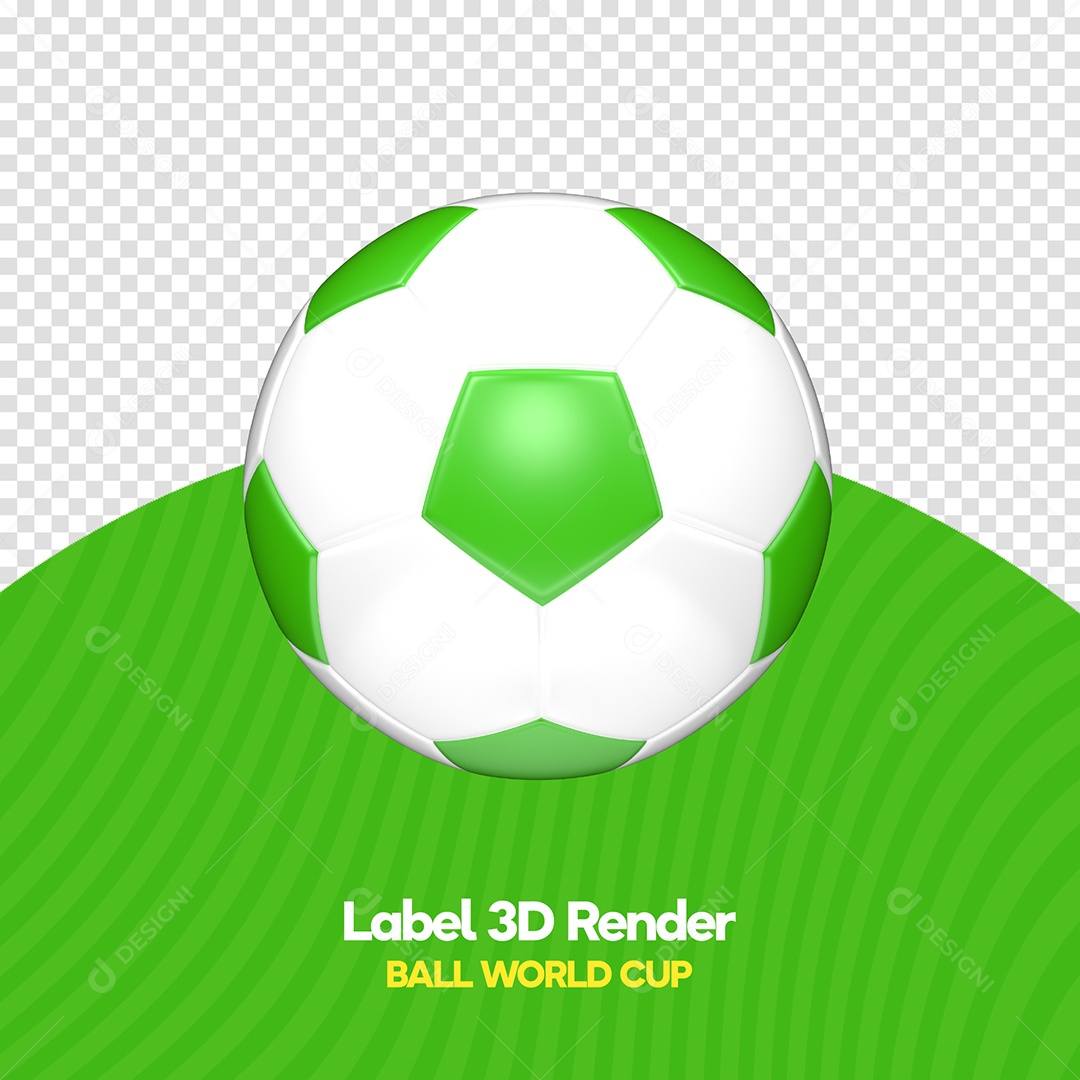 Bola de Futebol Amarela e Preta Elemento 3D para Composição PSD