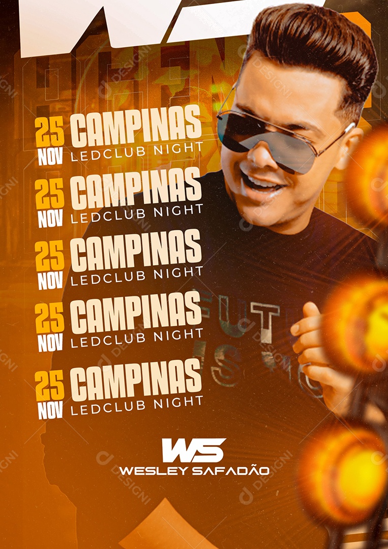 Agenda Semanal Wesley Safadão Flyer Social Media PSD Editável