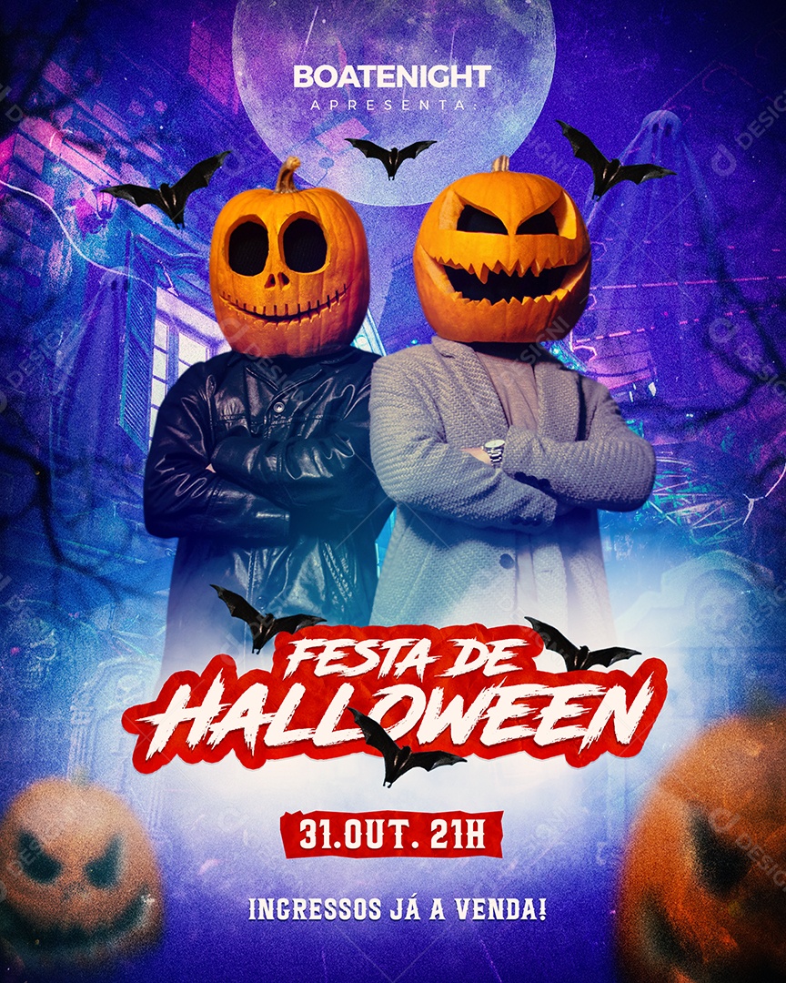 Cartaz De Festa Noturna De Bar De Halloween, Sagrado Modelo