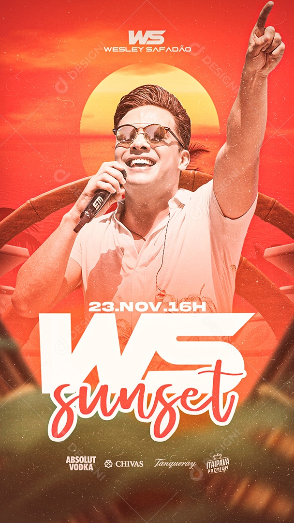 Story Ws Sunset Flyer Wesley Safadão Social Media PSD Editável