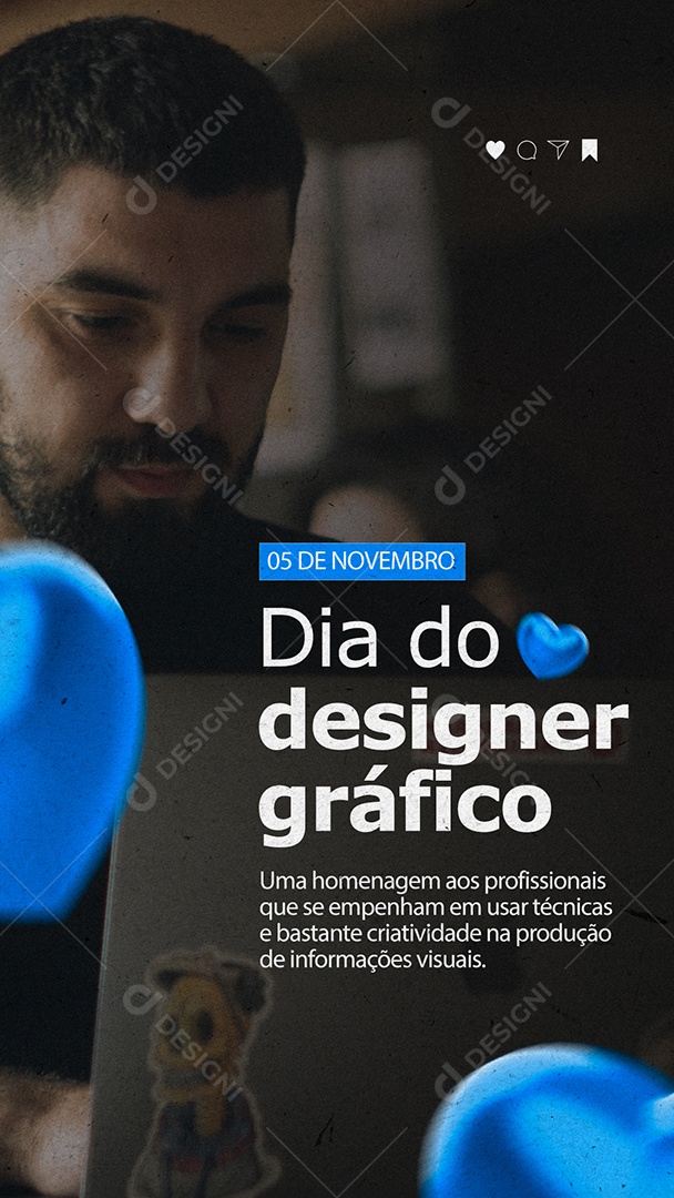 Post Story 05 de Novembro Dia do Designer Gráfica PSD Editável