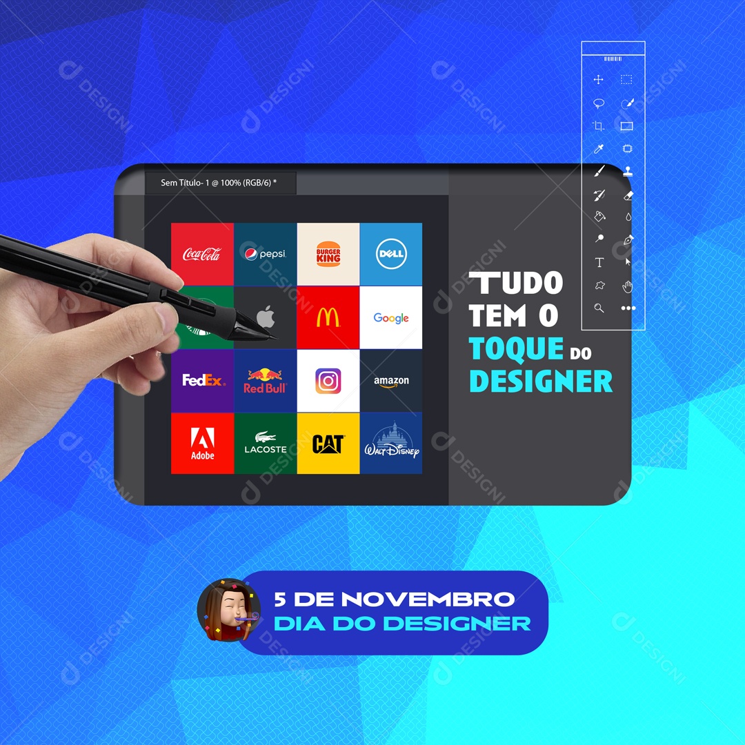 Dia do Designer Gráfico 5 de Novembro Tudo tem o toque do Designer Social Media PSD Editável