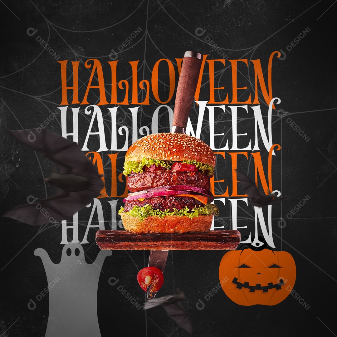 Hamburgueria Burguer Promoção de Halloween Social Media  PSD Editável