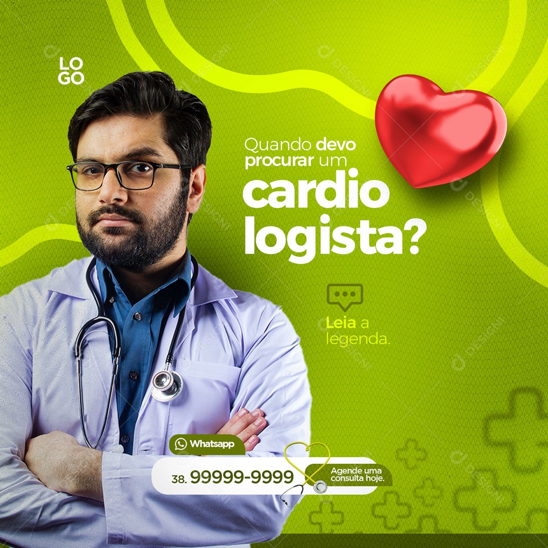 Quando devo Procurar um Cardiologista? Clínica Médica Social Media PSD Editável