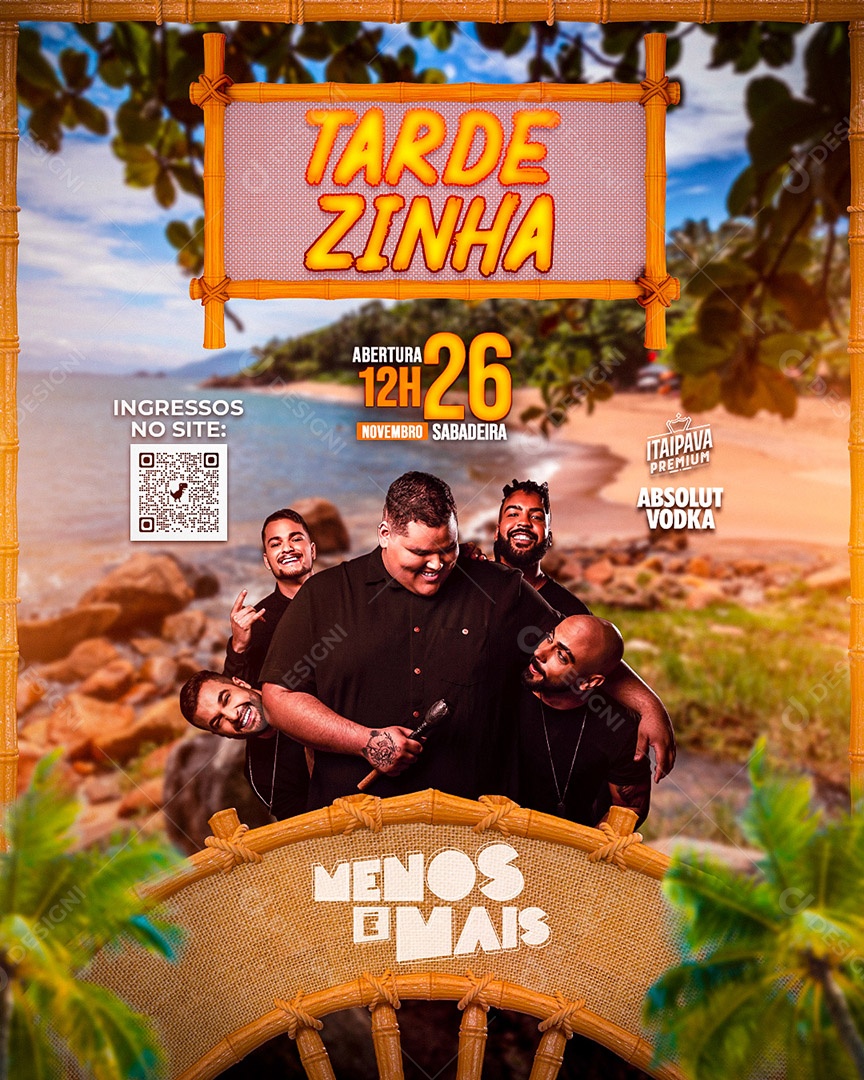 Flyer Pagode Grupo Menos é Mais Social Media PSD Editável