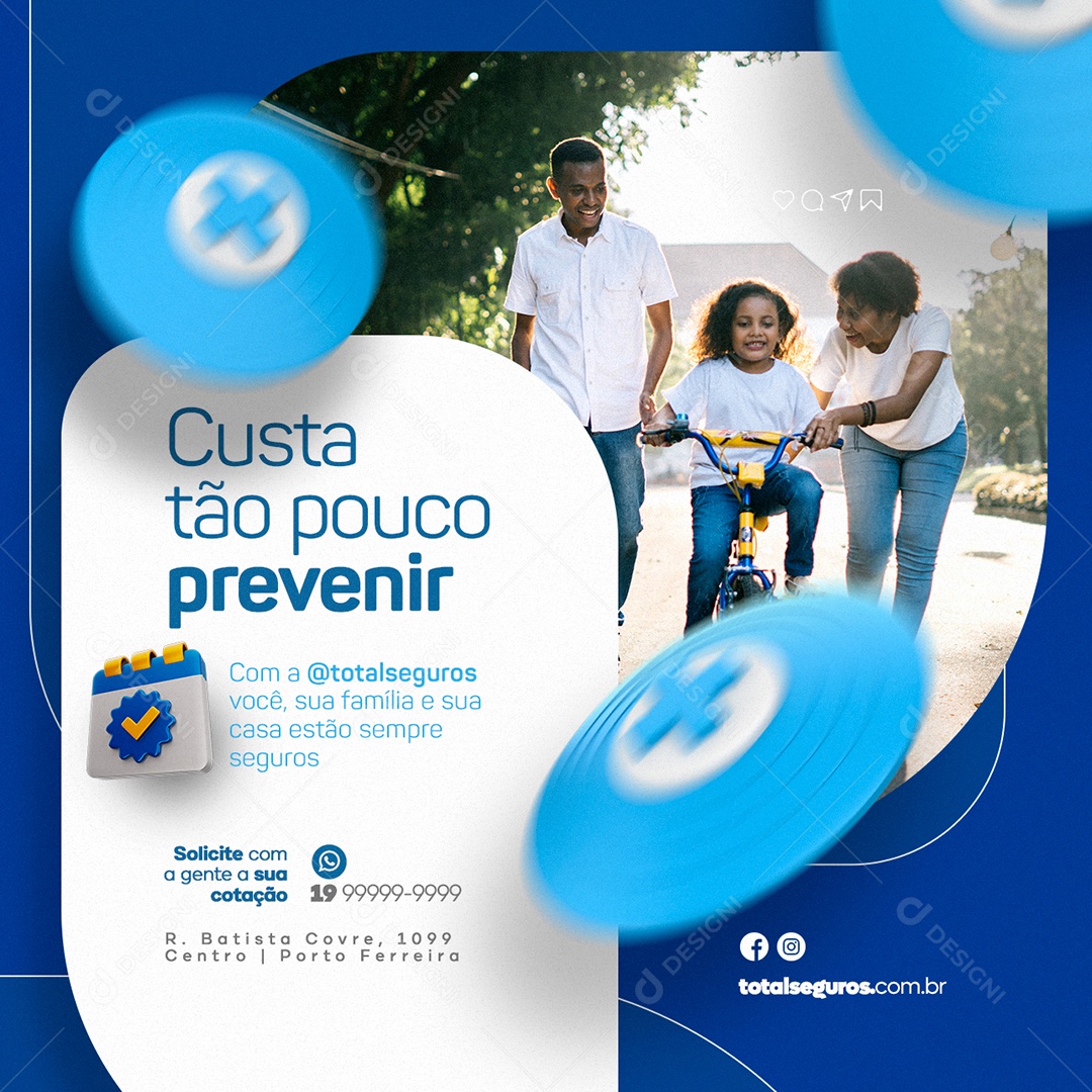 Custa Tão Pouco Prevenir Seguradora Social Media PSD Editável