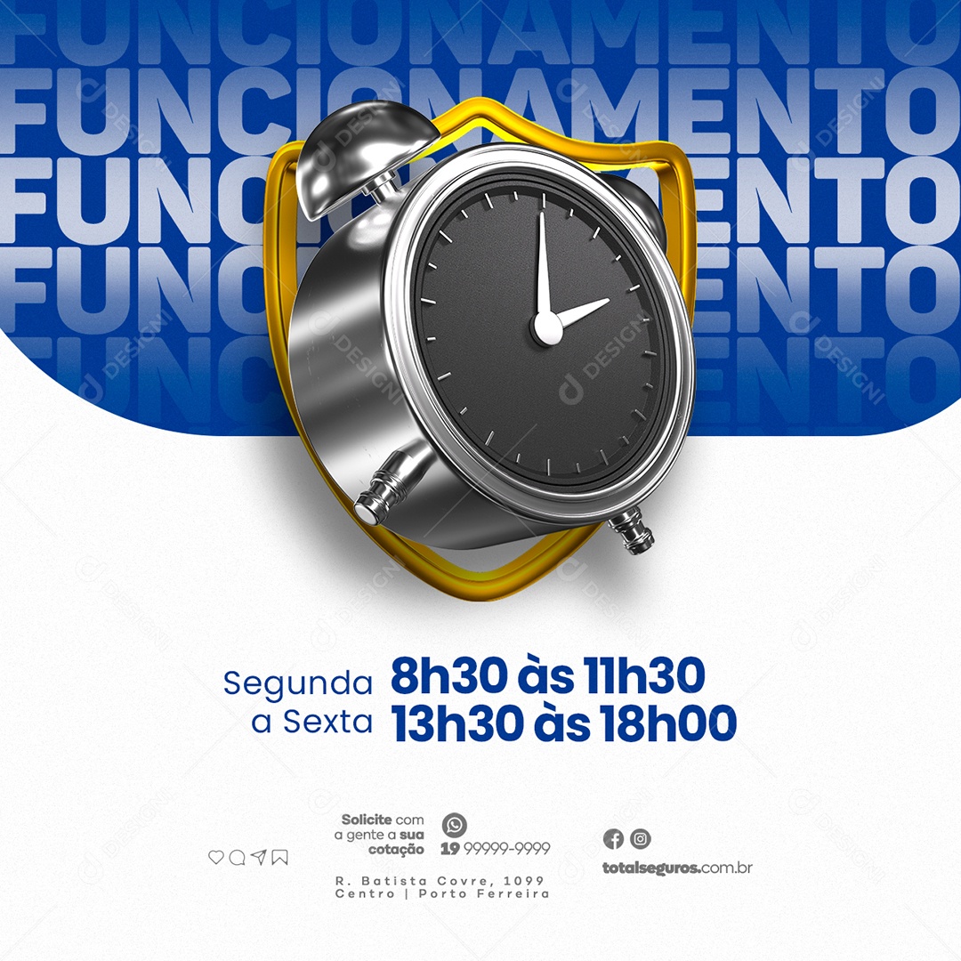 Opening Hours Seguradora Social Media Editable PSD