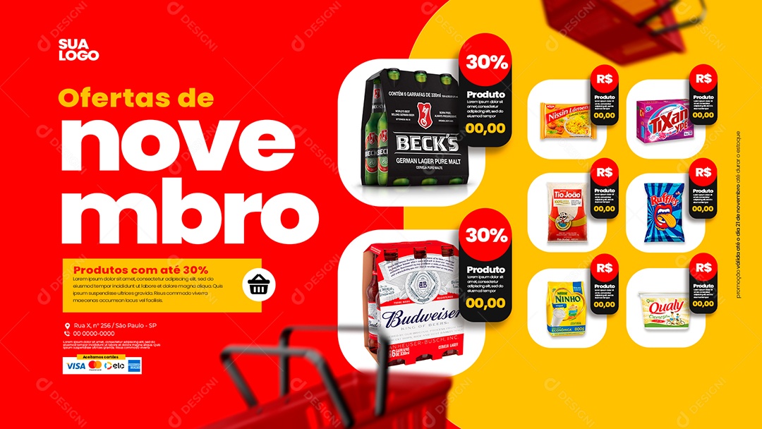 Anúncio de Mercado Ofertas De Novembro PSD Editável