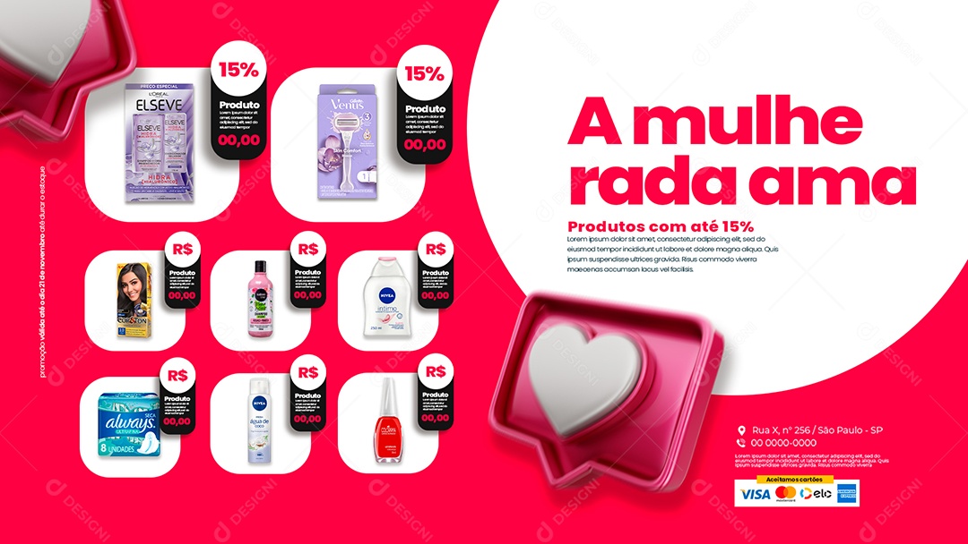 Anúncio de Mercado Produtos para Mulheres PSD Editável