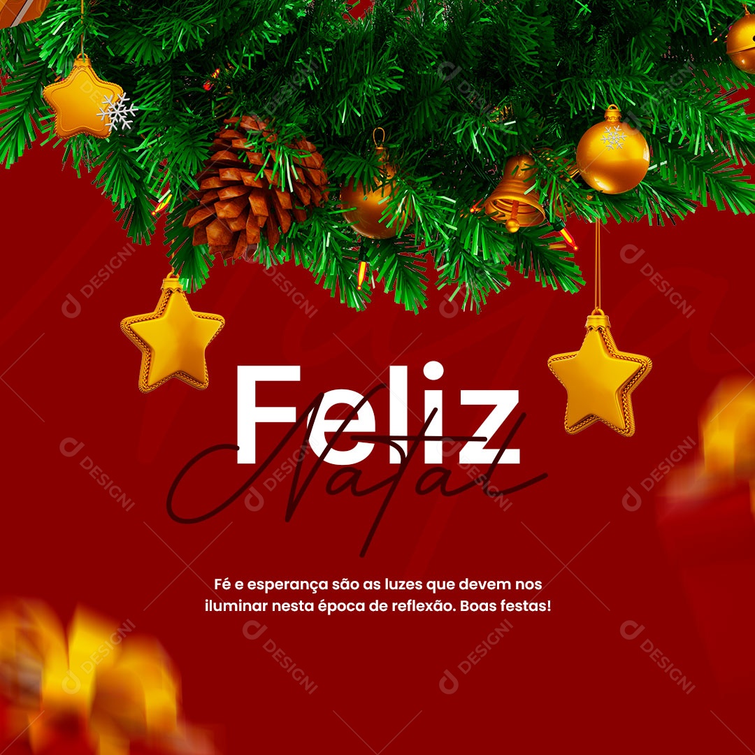 Fé e Esperança São as Luzes Feliz Natal Social Media PSD Editável