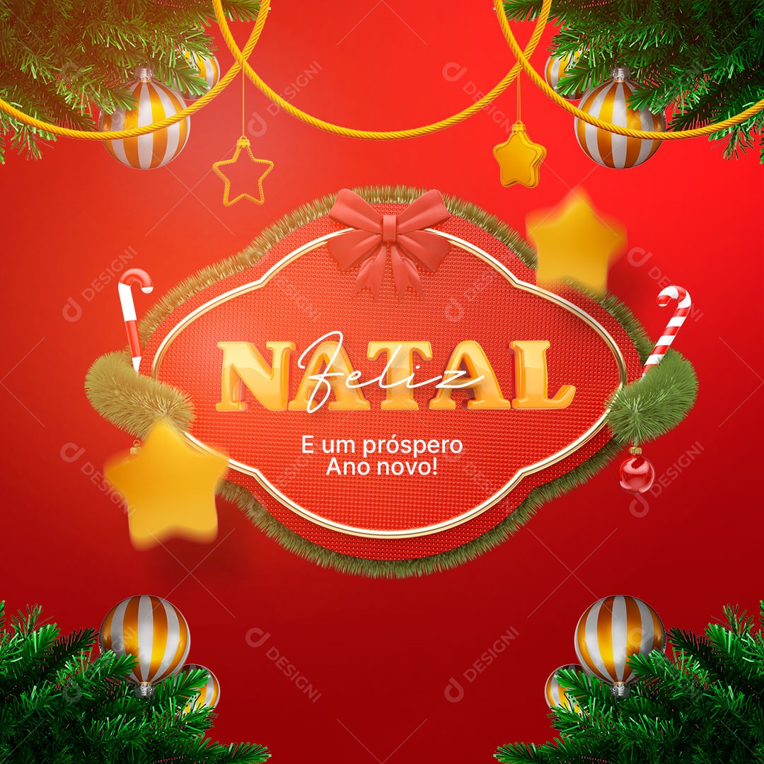 Feliz Natal E Um Próspero Ano Novo Social Media PSD Editável