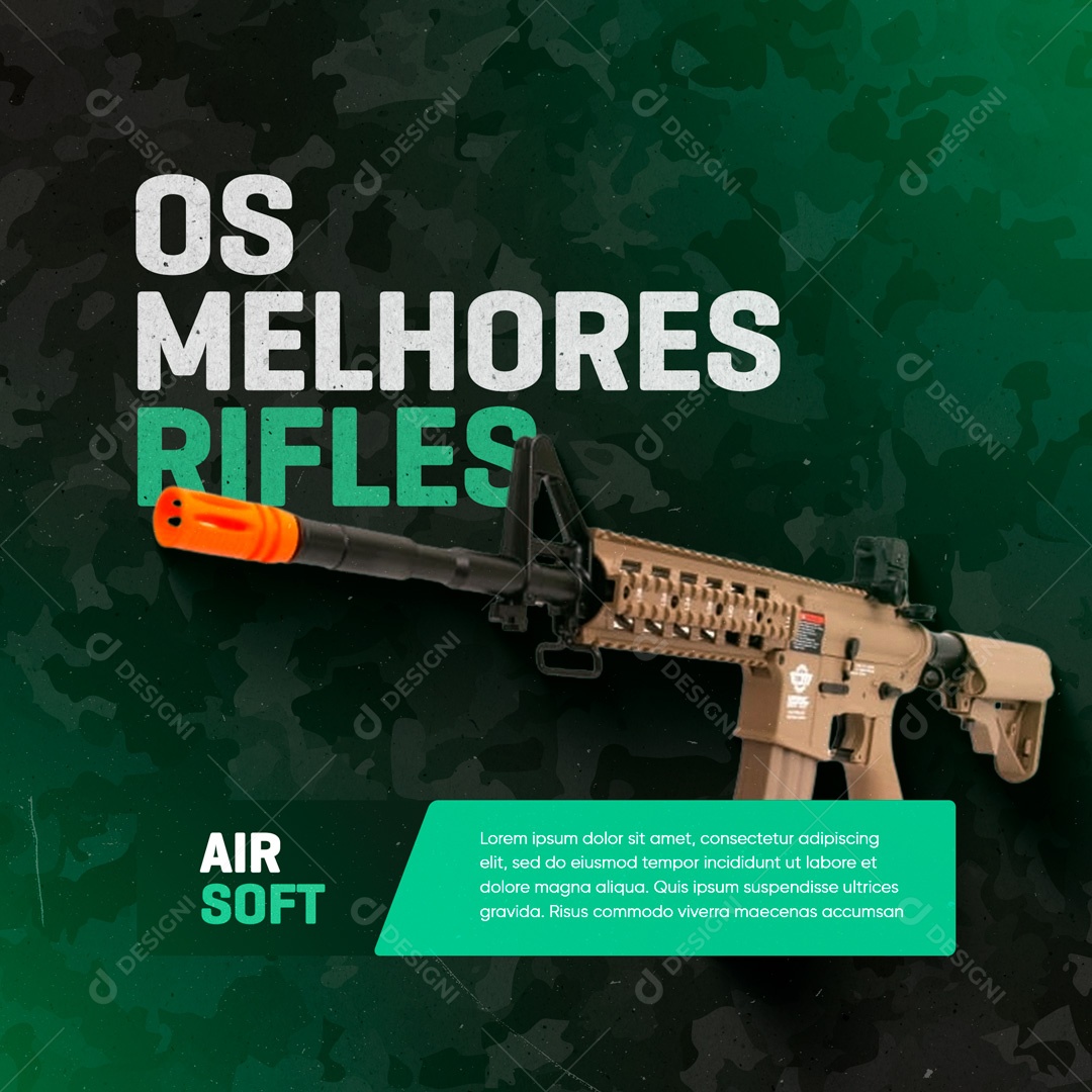 Os Melhores Rifles de Airsoft Socal Media PSD Editável