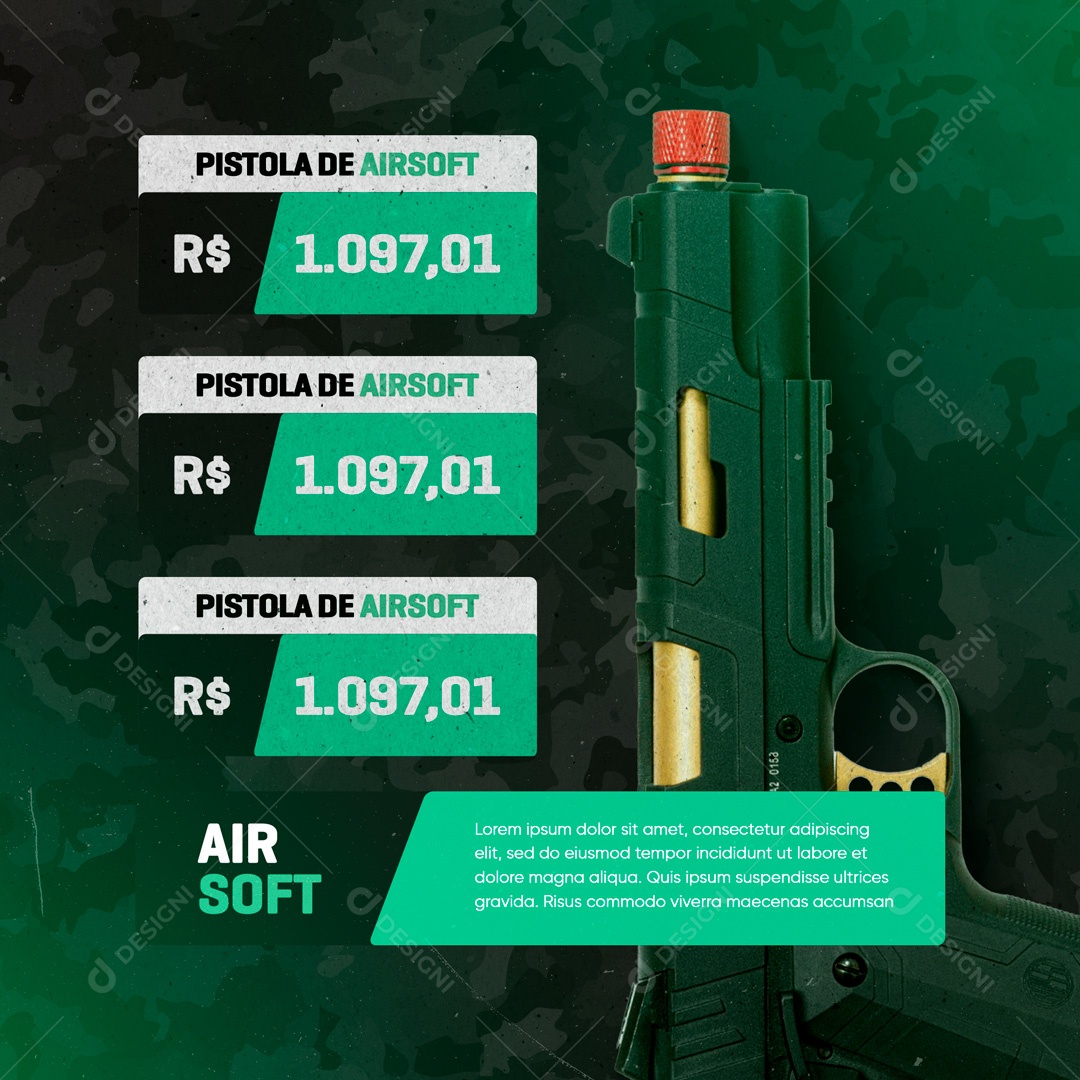 Airsoft Pistol Social Media Editable PSD