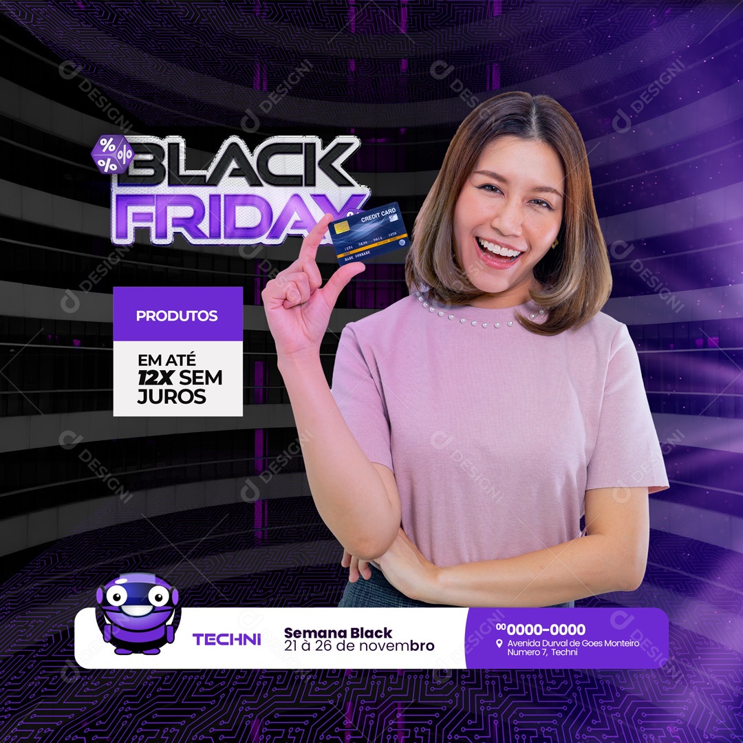 Black Friday Produtos em até 12x sem Juros Social Media PSD Editável