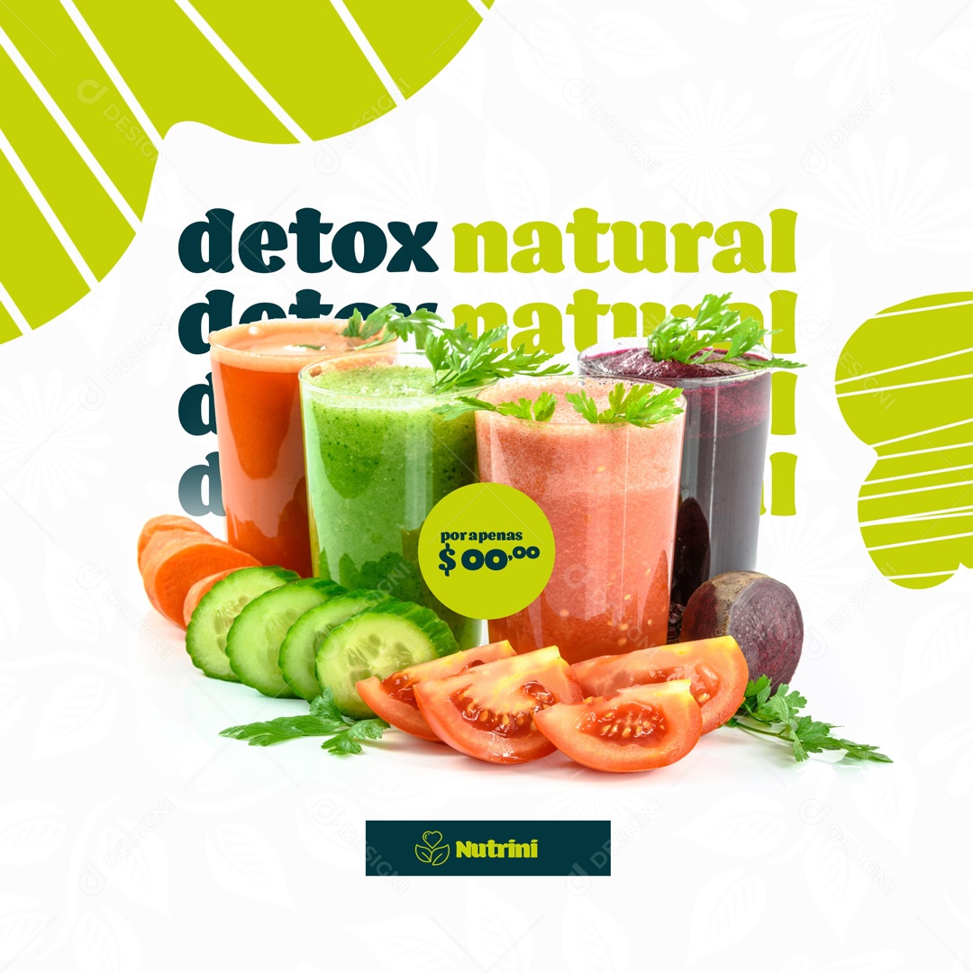 Detox Natural Alimentação Vegana Social Media PSD Editável