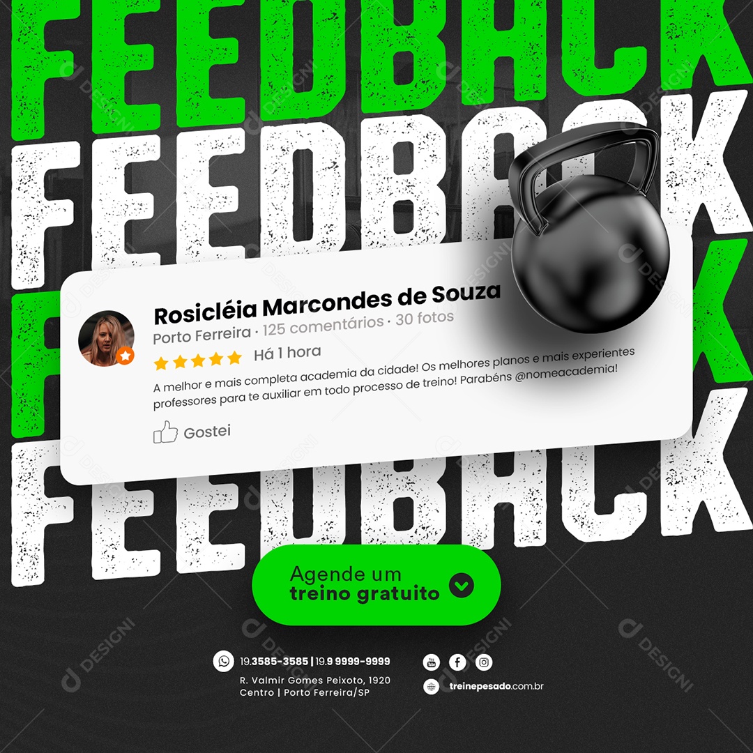 Feedback A Melhor e Mais Completa Academia Social Media PSD Editável