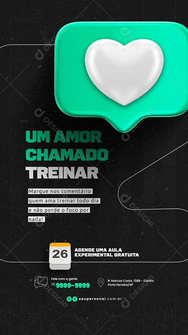 Story Personal Trainer Um Amor Chamado Treinar Social Media PSD Editável