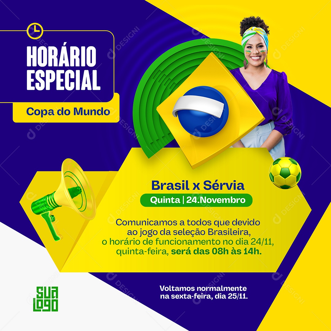 Copa do Mundo Comunicado Horário Especial Brasil Social Media PSD