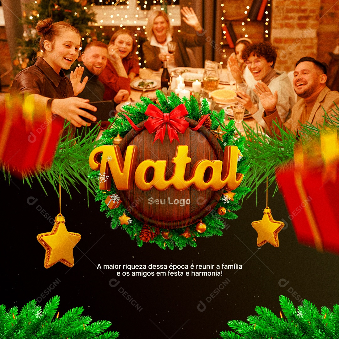 A Maior Riqueza Dessa Época é Reunir a Família Feliz Natal Social Media PSD Editável