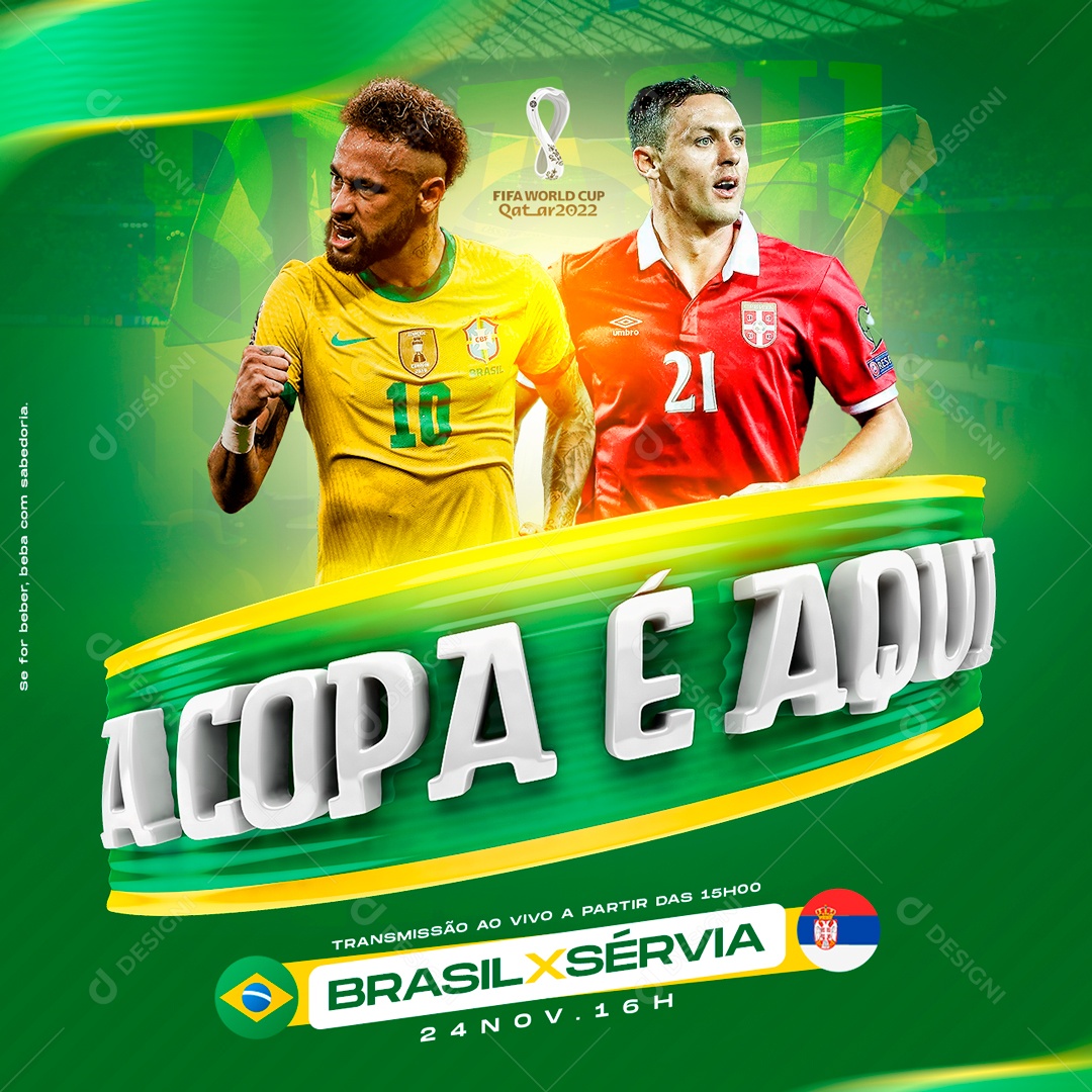 Horário Jogo Brasil e Camarões Copa 2022 Social Media PSD Editável  [download] - Designi
