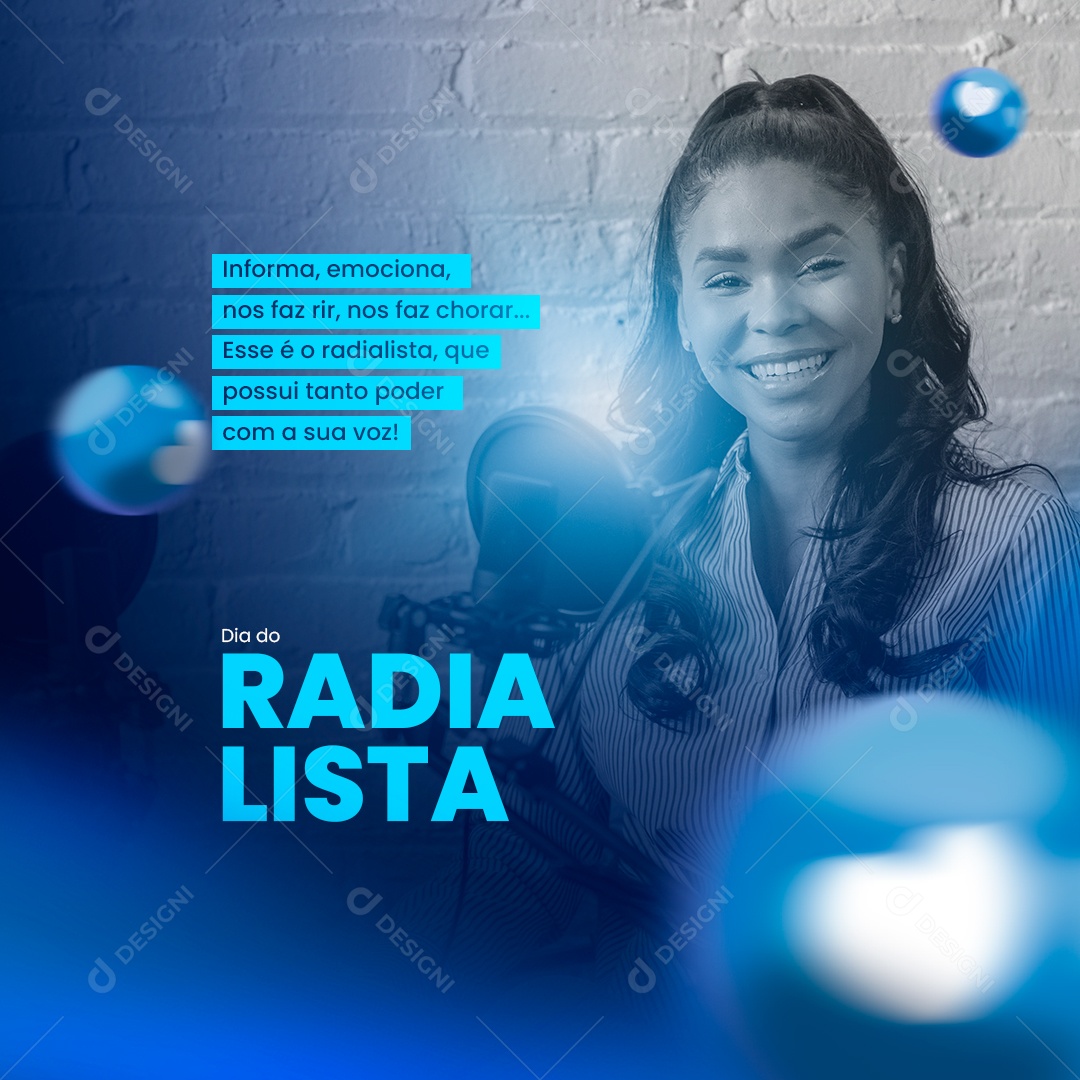 Informa Emociona nos Faz Rir Dia do Radialista Social Media PSD Editável