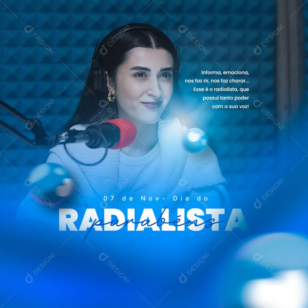 Informa Emociona nos Faz Rir Dia do Radialista Social Media PSD Editável