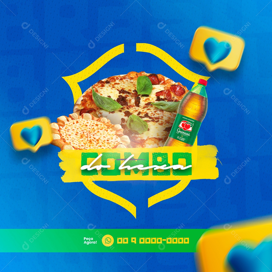 Jogo Combina com Pizza Hexa Futebol Pizzaria Social Media PSD