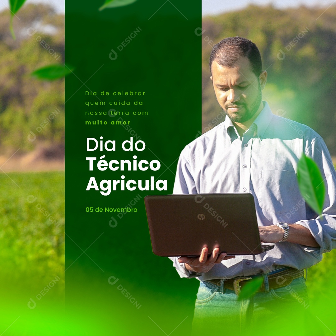 Dia de Celebrar Quem Cuidar da Nossa Terra Dia do Técnico Agricola Social Media PSD Editável