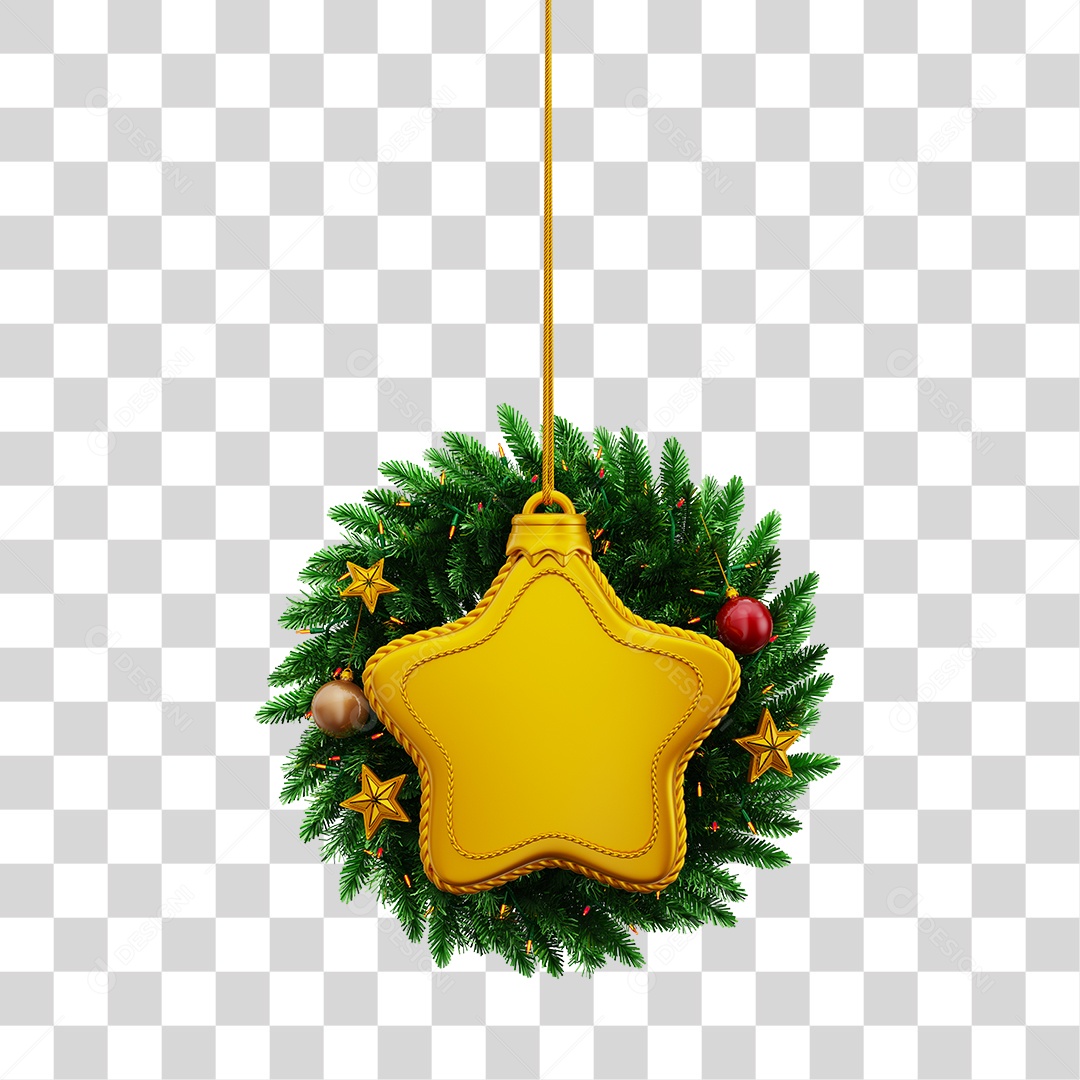 Guirlanda de Natal Com Efeite de Estrela Natalino Elemento 3D PNG