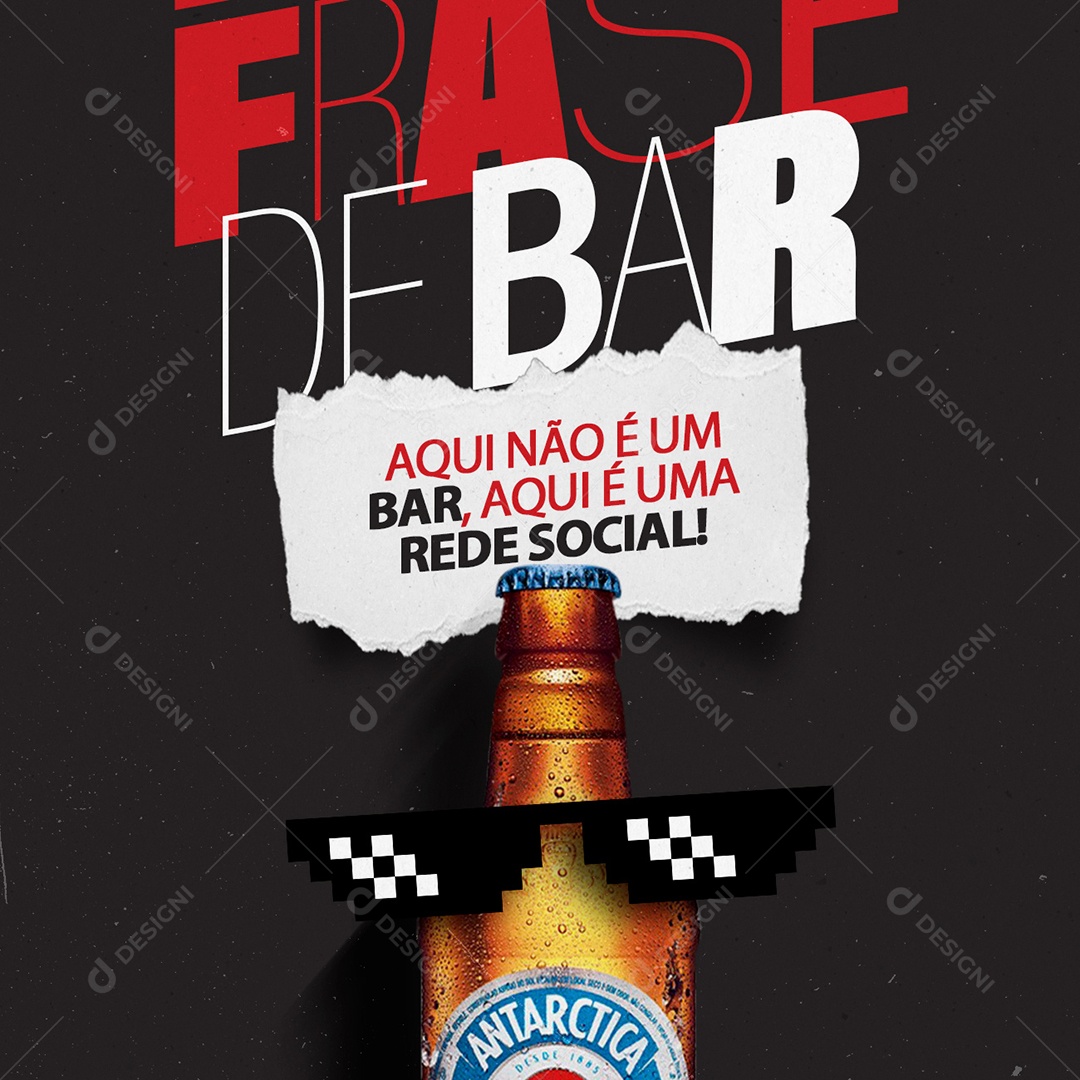 Frase de Bar Aqui Não é um Bar Aqui é Uma Rede Social Cervejaria Social Media PSD Editável