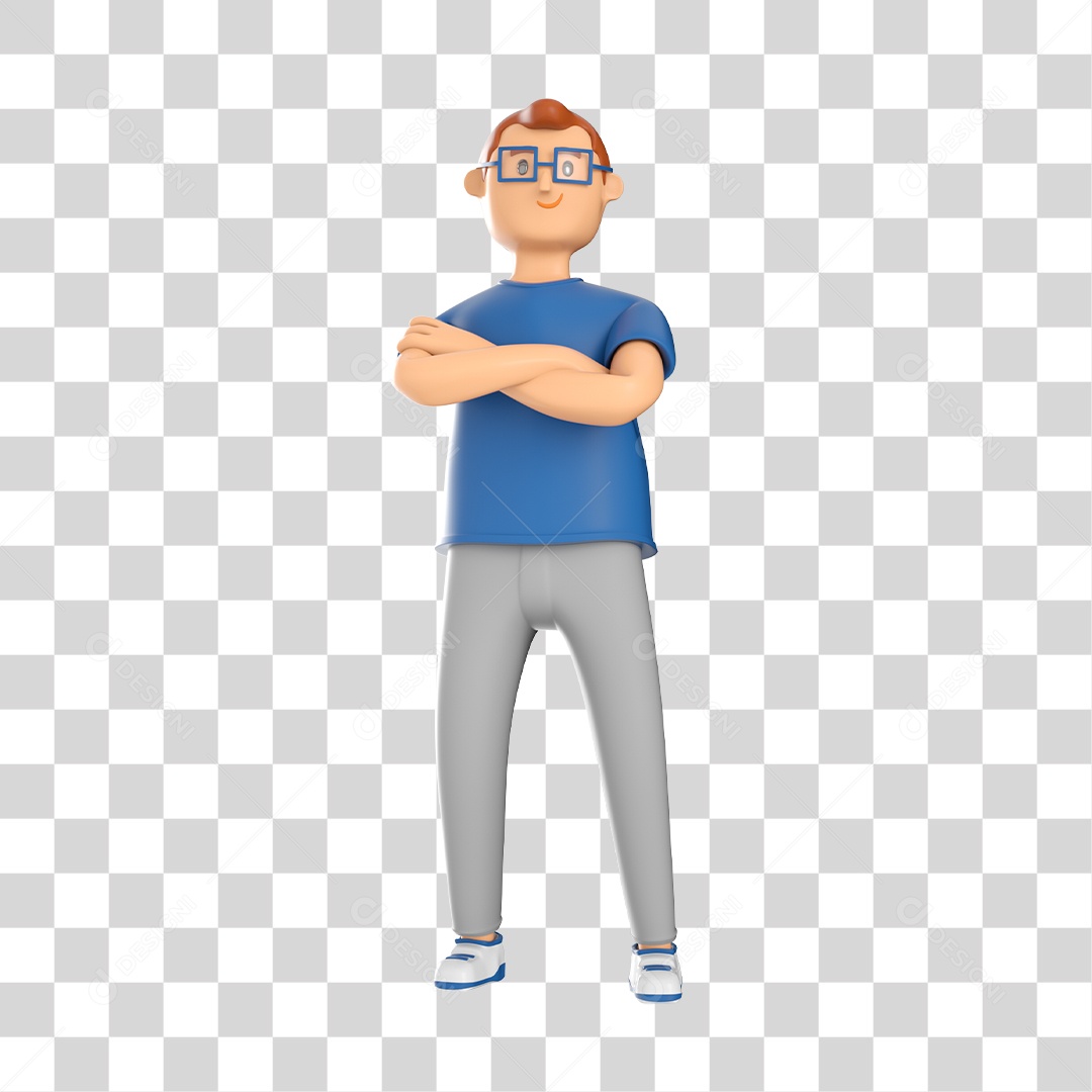 Personagem masculina 3d procurando vídeos no  com o ícone