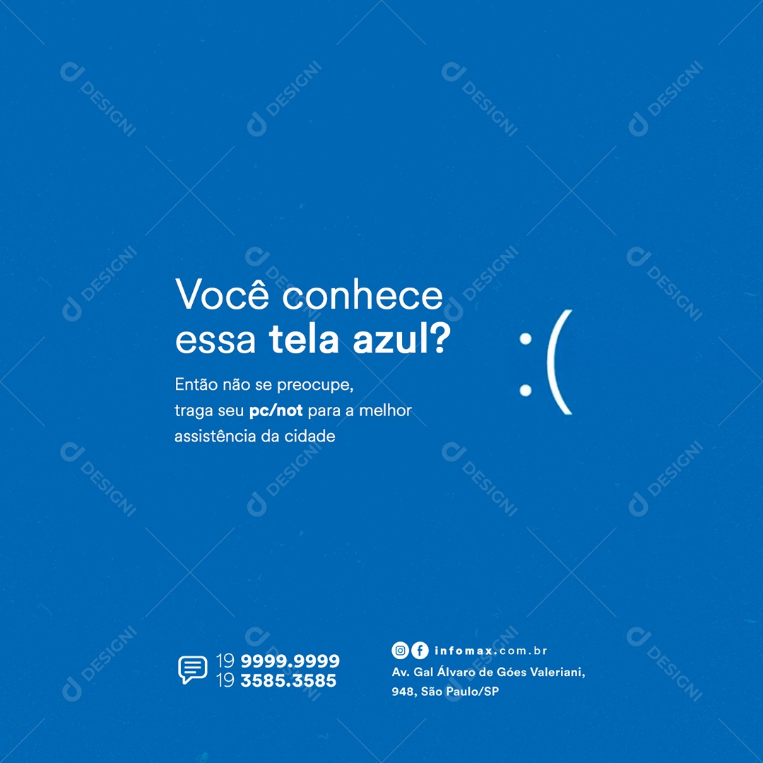 Você Conhece essa Tela Azul Informática Social Media PSD Editável