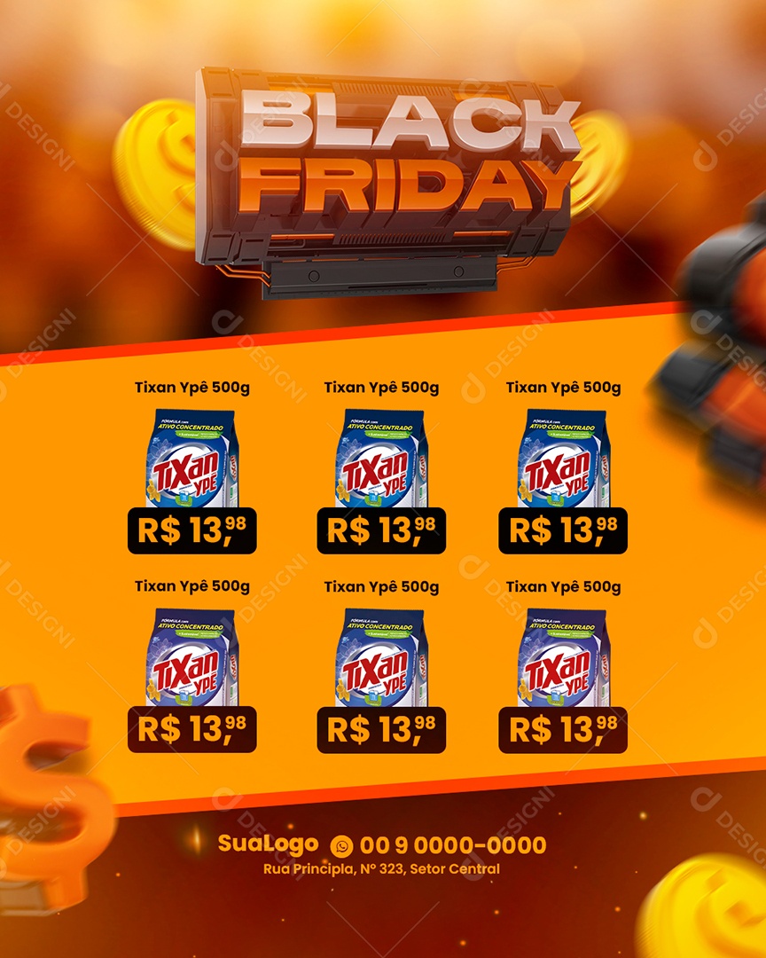 Encarte Supermercado Black Friday Social Media PSD Editável