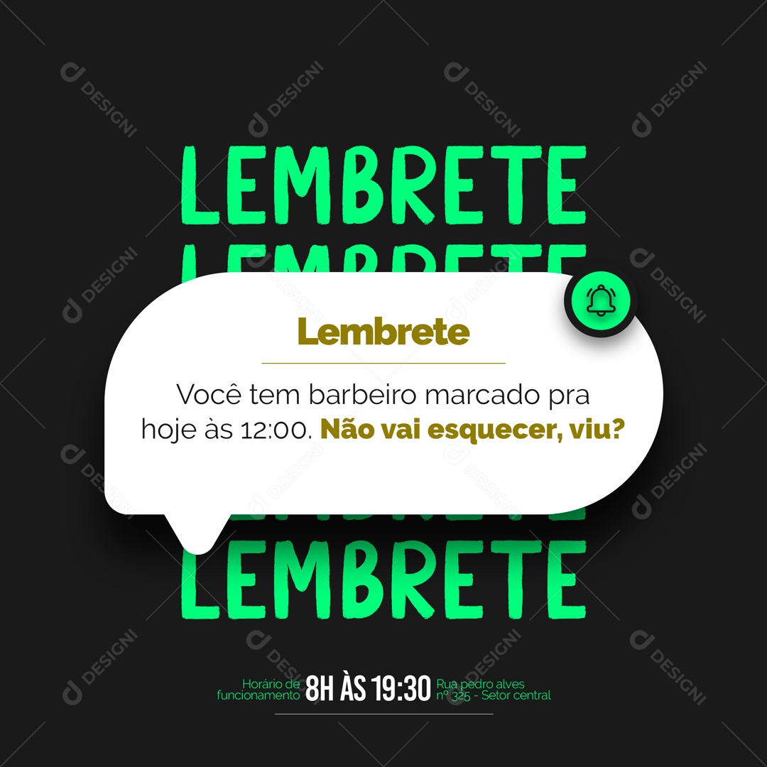 Lembrete Barbearia Social Media PSD Editável