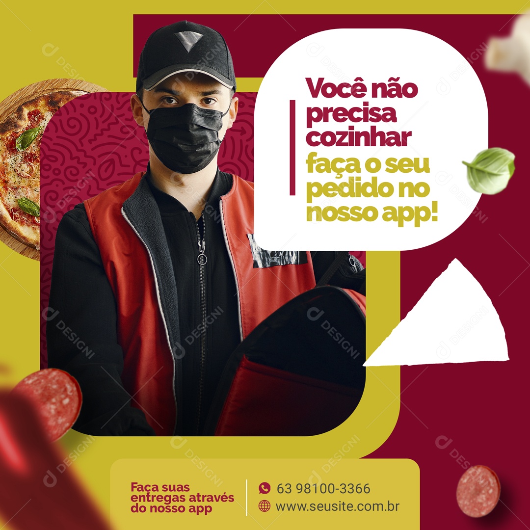 Você não Precisa Cozinhar Delivery Social Media PSD Editável