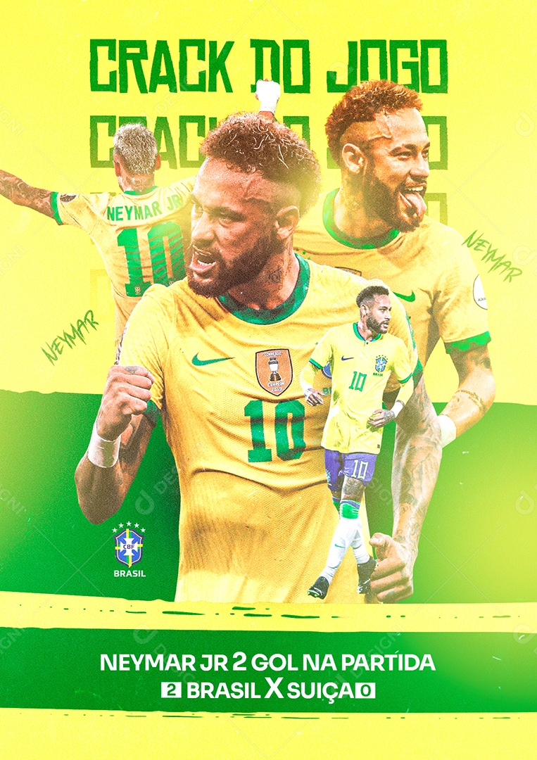 Copa do Mundo Crack Do Jogo Neymar Jr Social Media PSD Editável