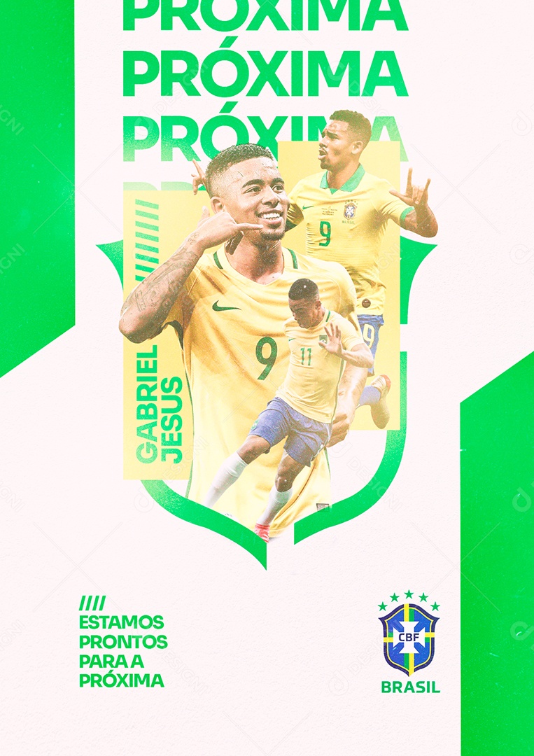 Copa do Mundo Brasil Estamos Prontos Para a Próxima Gabriel Jesus Social Media PSD Editável