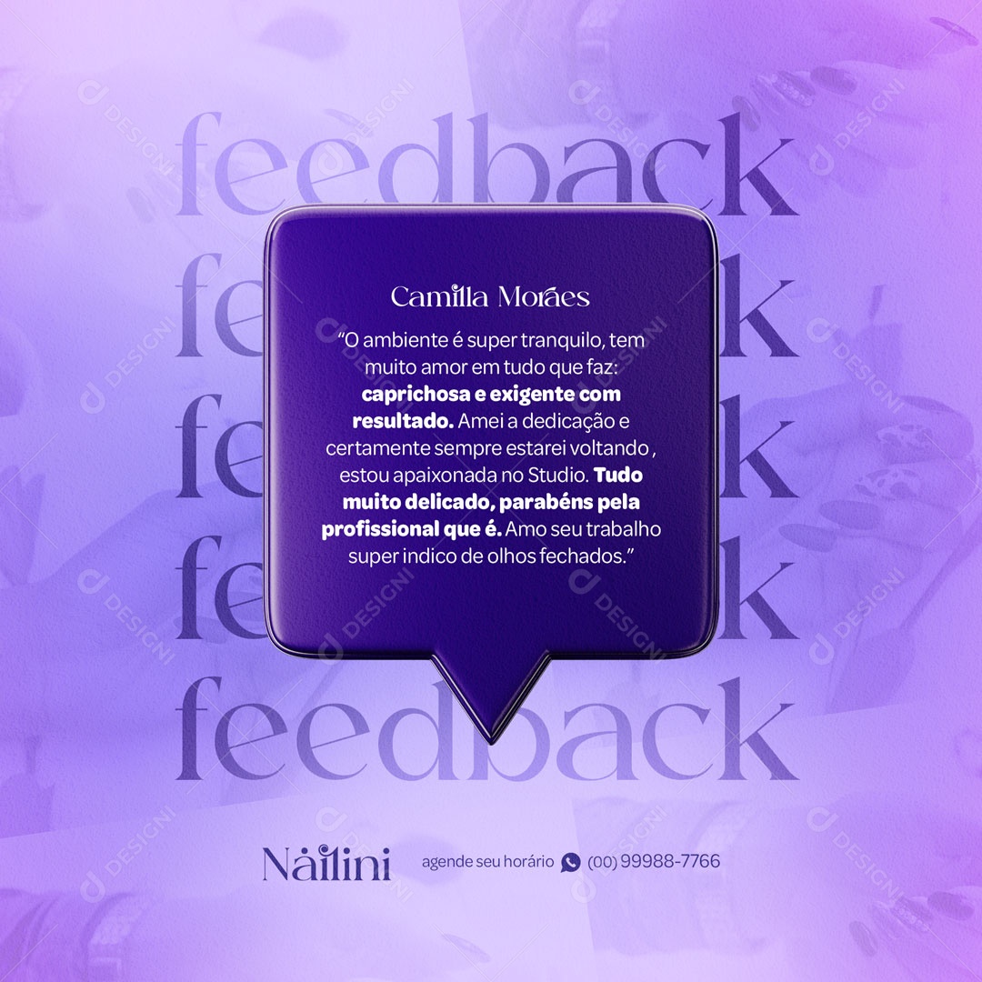 Feedback O Ambiente é Super Tranquilo Manicure Social Media PSD Editável