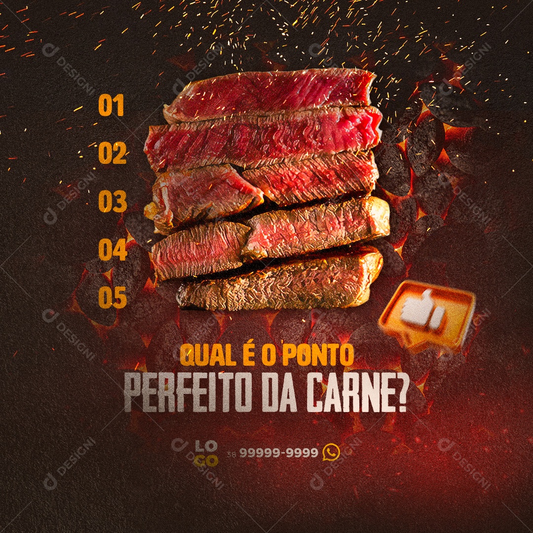 Qual é o Ponto Perfeito da Carne? Churrascaria Social Media PSD Editável