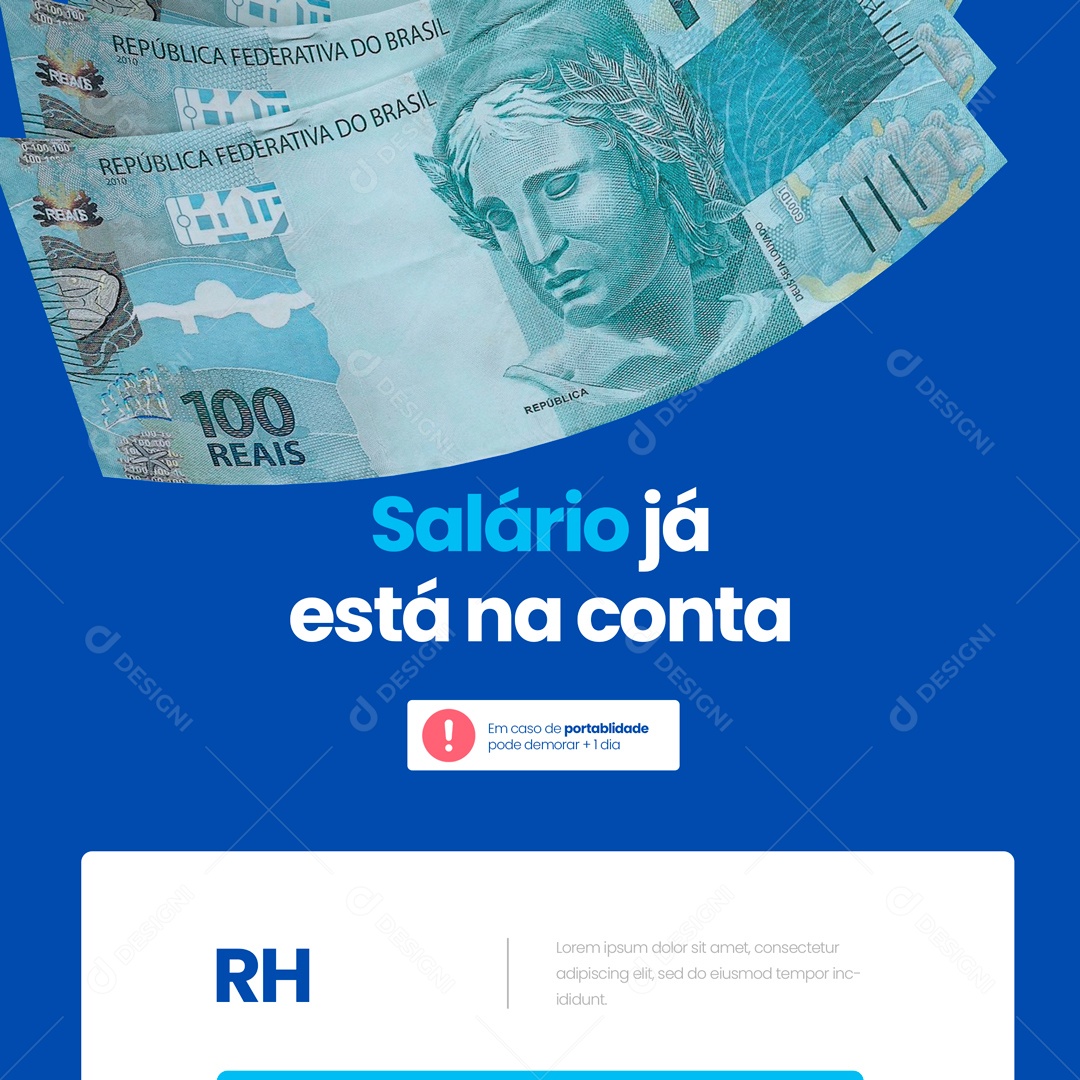 Salário já Está na Conta Recursos Humanos RH Social Media PSD Editável