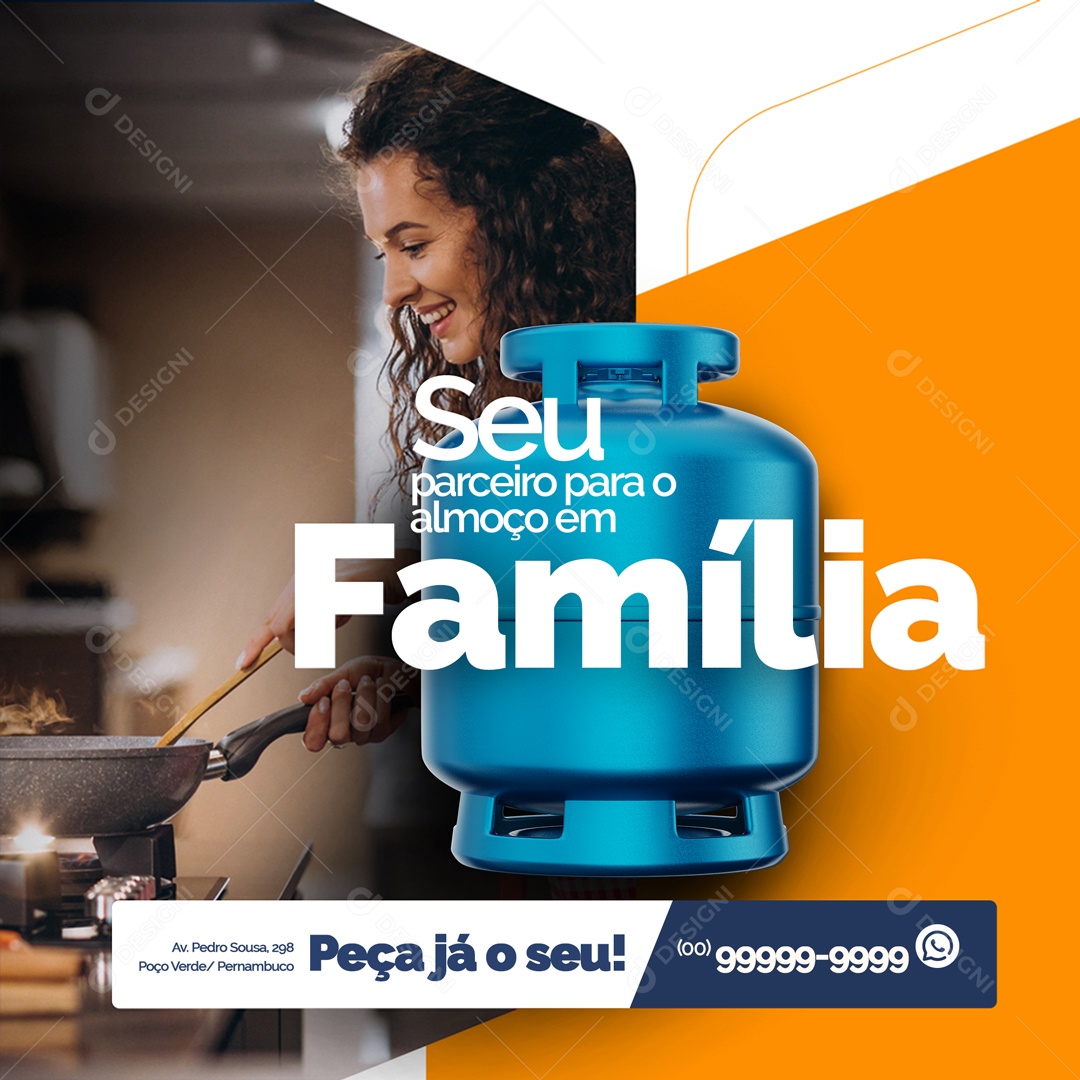 Peça já o Seu! Distribuidora de Gás de Cozinha Social Media PSD Editável PSD Editável