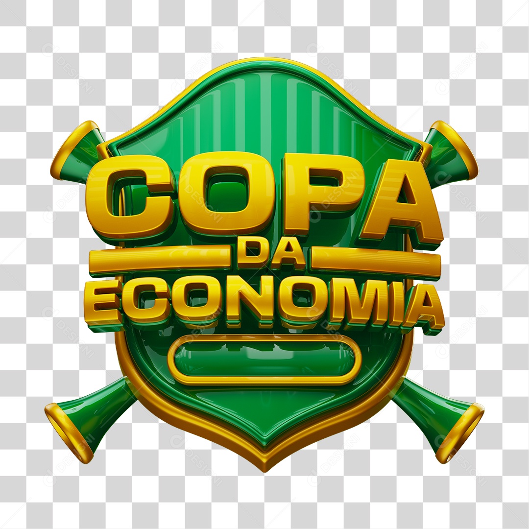 Selo 3D Copa da Economia Para Composição PNG Transparente