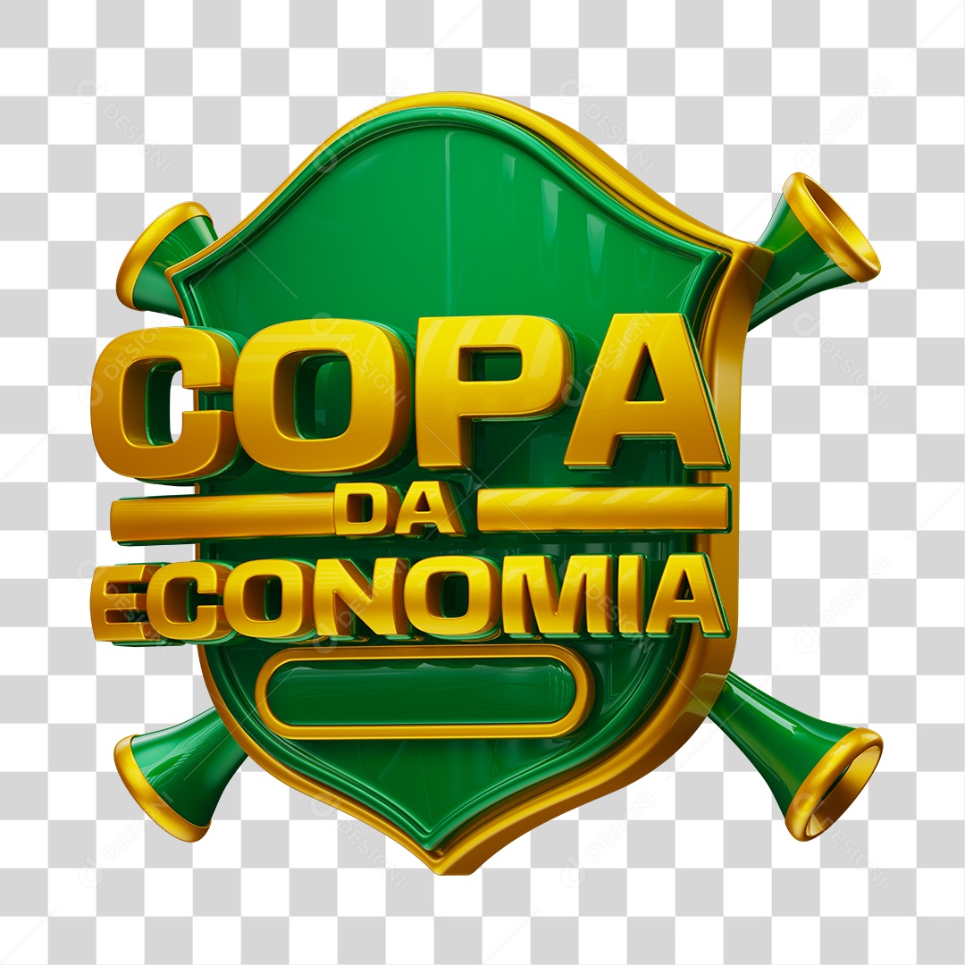 Selo 3D Copa da Economia Para Composição PNG Transparente